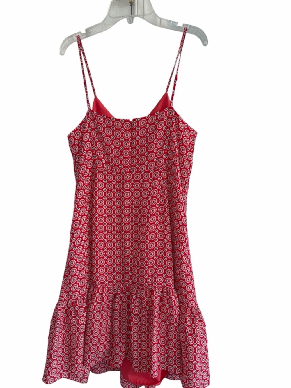 J. Crew Red Printed Ruffle Hem Summer Sundress Size 8 - Picture 8 of 13